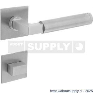Intersteel 1849 deurkruk Baustil op rozet verdekt met magneet 55x55x3 mm met nokken en WC-sluiting met stift 8x8 mm RVS - S26008538 - afbeelding 1