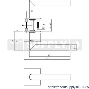 Intersteel Essentials 1850 deurkruk Jura op rozet verdekt met magneet 55x55x3 mm met nokken RVS - S26007497 - afbeelding 2