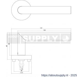 Intersteel 1951 deurkruk Jura met rozet verdekt ATP diameter 51x10 mm met nokken en WC-sluiting met stift 7x7 mm RVS - S26010459 - afbeelding 2