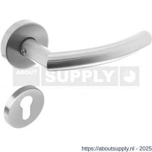 Intersteel 1953 deurkruk Half rond-90 graden met rozet verdekt ATP diameter 51x10 mm met nokken en cilinderrozetten RVS - S26005816 - afbeelding 1