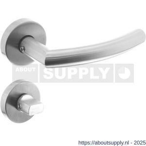 Intersteel 1953 deurkruk Half rond-90 graden met rozet verdekt ATP diameter 51x10 mm met nokken en WC-sluiting met stift 8x8 mm RVS - S26005819 - afbeelding 1