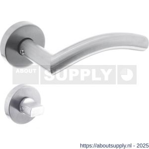 Intersteel 1954 deurkruk Lisa-90 graden met rozet verdekt ATP diameter 51x10 mm met nokken en WC-sluiting met stift 8x8 mm RVS - S26005825 - afbeelding 1