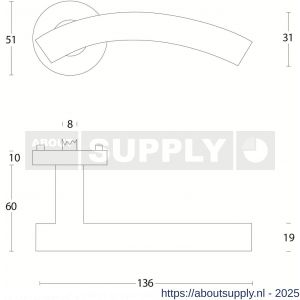 Intersteel Living 1955 deurkruk Gebogen met rozet verdekt ATP diameter 51x10 mm met nokken RVS - S26007068 - afbeelding 2