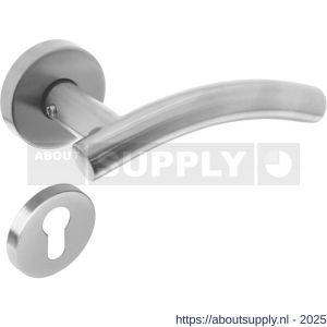 Intersteel 1955 deurkruk Gebogen met rozet verdekt ATP diameter 51x10 mm met nokken en cilinderrozetten RVS - S26005827 - afbeelding 1