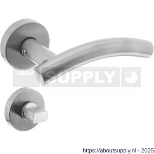 Intersteel 1955 deurkruk Gebogen met rozet verdekt ATP diameter 51x10 mm met nokken en WC-sluiting met stift 8x8 mm RVS - S26005831 - afbeelding 1