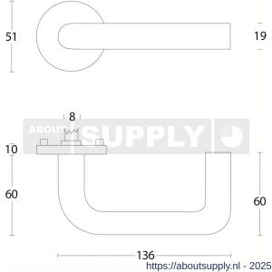 Intersteel Living 1956 deurkruk Rond met rozet verdekt ATP diameter 51x10 mm met nokken RVS - S26007069 - afbeelding 2