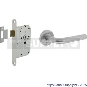 Intersteel Essentials 2100 deurkrukset bestaand uit loopslot voorplaat wit met deurkrukgarnituur Recht op rozet RVS - S26009430 - afbeelding 1