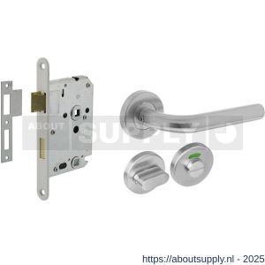 Intersteel Essentials 2100 deurkrukset bestaand uit toiletslot voorplaat wit met toilet- en deurkrukgarnituur Recht op rozet RVS - S26010037 - afbeelding 1