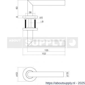 Intersteel Essentials 2100 deurkrukset bestaand uit toiletslot voorplaat RVS met toilet- en deurkrukgarnituur Hoek 90 graden op rozet RVS - S26010039 - afbeelding 2