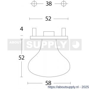 Intersteel 2165 knop Paddenstoel vast op rozet verdekt 4 mm RVS - S26001003 - afbeelding 2