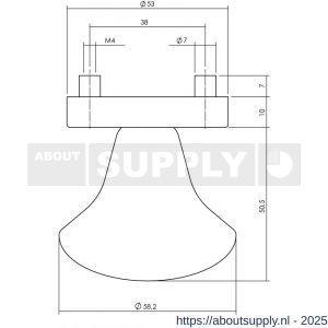 Intersteel 2165 knop Paddenstoel vast op rozet 10 mm met nokken RVS - S26001004 - afbeelding 2