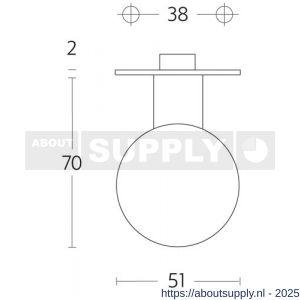 Intersteel 2165 knop bol vast op rozet 2 mm RVS - S26000996 - afbeelding 2