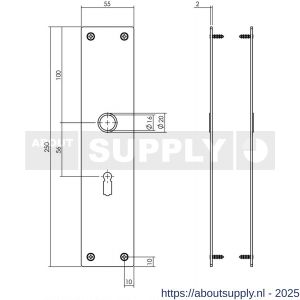 Intersteel 2688 schild renovatie rechthoekig 250x55x2 mm sleutelgat 56 mm RVS - S26005853 - afbeelding 2