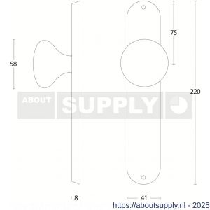Intersteel Living 2695 knopschild ovaal 220x41x8 mm met vaste knop Paddenstoel blind RVS - S26003330 - afbeelding 2
