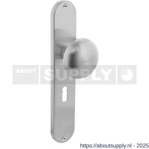 Intersteel Essentials 2695 knopschild ovaal 220x41x8 mm met vaste knop Paddenstoel sleutelgat 56 mm RVS - S26003331 - afbeelding 1