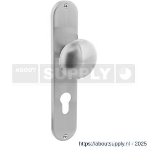 Intersteel 2695 knopschild ovaal 220x41x8 mm met vaste knop Paddenstoel sleutelgat 72 mm RVS - S26003332 - afbeelding 1