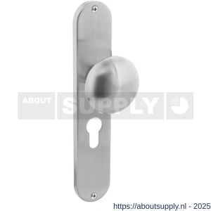Intersteel Essentials 2695 knopschild ovaal 220x41x8 mm met vaste knop Paddenstoel profielcilindergat 55 mm RVS - S26003333 - afbeelding 1