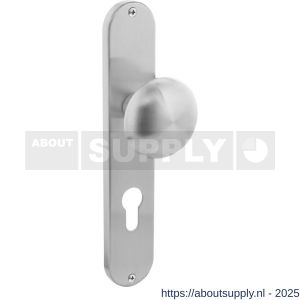 Intersteel 2695 knopschild ovaal 220x41x8 mm met vaste knop Paddenstoel profielcilindergat 72 mm RVS - S26003334 - afbeelding 1