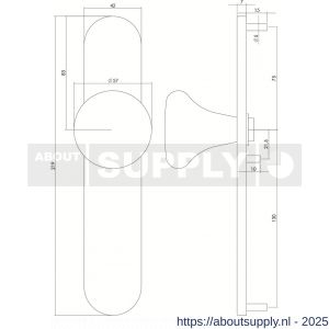 Intersteel 2697 knopschild ovaal verdekt 220x42x8 mm met nokken en vaste knop Paddenstoel blind RVS - S26003299 - afbeelding 2