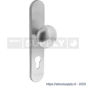 Intersteel 2697 knopschild ovaal verdekt 220x42x8 mm met nokken en vaste knop Paddenstoel profielcilindergat 72 mm RVS - S26003303 - afbeelding 1