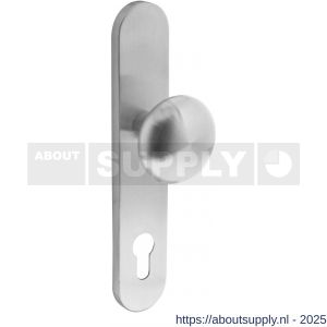 Intersteel 2697 knopschild ovaal verdekt 220x42x8 mm met nokken en vaste knop paddenstoel profielcilindergat 92 mm RVS - S26003298 - afbeelding 1