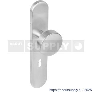 Intersteel Living 2752 knopschild ovaal verdekt 219x41x8 mm met nokken en vaste knop plat sleutelgat 56 mm EN 1906/4 RVS - S26005861 - afbeelding 1