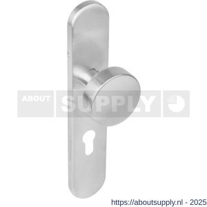 Intersteel Living 2752 knopschild ovaal verdekt 219x41x8 mm met nokken en vaste knop plat profielcilindergat 55 mm EN 1906/4 RVS - S26005862 - afbeelding 1