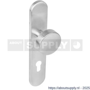 Intersteel 2752 knopschild ovaal verdekt 219x41x8 mm met nokken en vaste knop plat profielcilindergat 72 mm EN 1906/4 RVS - S26005863 - afbeelding 1