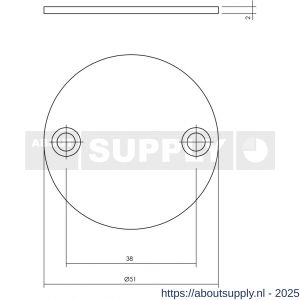 Intersteel Living 3409 afdekrozet diameter 50x2 mm RVS - S26002286 - afbeelding 2