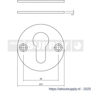 Intersteel Essentials 3409 cilinderrozetten diameter 50x2 mm RVS - S26011080 - afbeelding 2