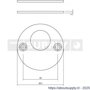Intersteel 3409 rondcilinderrozetten diameter 50x2 mm RVS - S26011357 - afbeelding 2