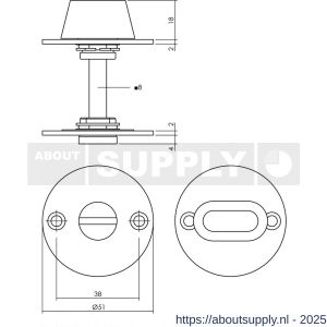 Intersteel Living 3409 WC-sluiting diameter 50x2 mm zonder venster met stift 8x8 mm RVS - S26002740 - afbeelding 2