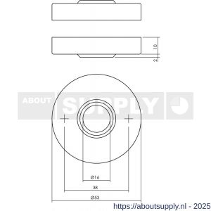 Intersteel 3410 rozetten verdekt diameter 53x10 mm RVS - S26002487 - afbeelding 2