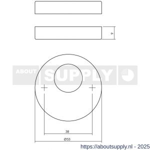 Intersteel 3410 rondcilinderrozetten verdekt diameter 53x9 mm RVS - S26011358 - afbeelding 2