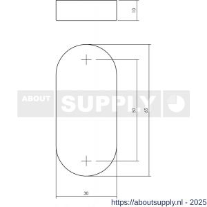 Intersteel Living 3417 afdekrozet verdekt ovaal 65x30x10 mm RVS - S26002289 - afbeelding 2