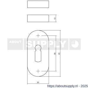 Intersteel Essentials 3417 sleutelrozetten verdekt ovaal 65x30x10 mm RVS - S26011085 - afbeelding 2