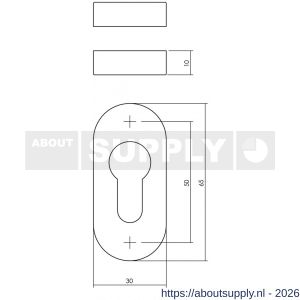 Intersteel Essentials 3417 cilinderrozetten verdekt ovaal 65x30x10 mm RVS - S26011086 - afbeelding 2