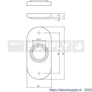 Intersteel 3418 rozetten verdekt ovaal 65x30x5 mm RVS - S26002495 - afbeelding 2