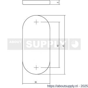 Intersteel Living 3418 afdekrozet verdekt ovaal 65x30x5 mm RVS - S26002290 - afbeelding 2