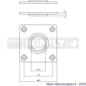 Intersteel 3419 rozetten 42x42x2 mm RVS - S26002496 - afbeelding 2