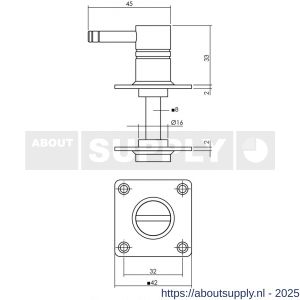 Intersteel Living 3419 WC-sluiting 42x42x2 mm met stift 8x8 mm RVS - S26002750 - afbeelding 2