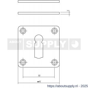 Intersteel Essentials 3419 sleutelrozetten 42x42x2 mm RVS - S26011089 - afbeelding 2