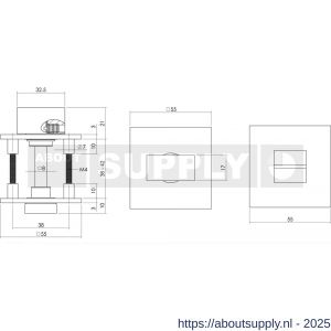 Intersteel Essentials 3424 WC-sluiting verdekt met magneet 55x55x3 mm met nokken en stift 8x8 mm RVS - S26008566 - afbeelding 2