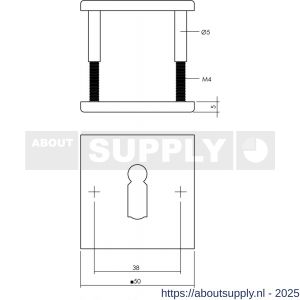 Intersteel Essentials 3432 sleutelrozetten verdekt 50x50x5 mm RVS - S26011096 - afbeelding 2