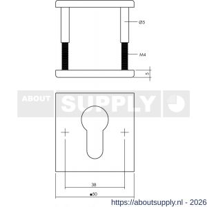 Intersteel Essentials 3432 cilinderrozetten verdekt 50x50x5 mm RVS - S26011097 - afbeelding 2