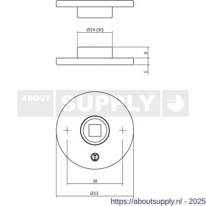 Intersteel 3434 rozetten verdekt diameter 53x5 mm met 2-weg veerconstructie RVS - S26008571 - afbeelding 1