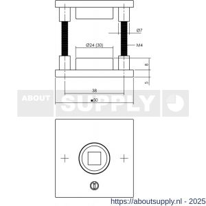 Intersteel 3437 rozetten verdekt 50x50x5 mm met nokken en 2-weg veerconstructie structuur zwart - S26008574 - afbeelding 1