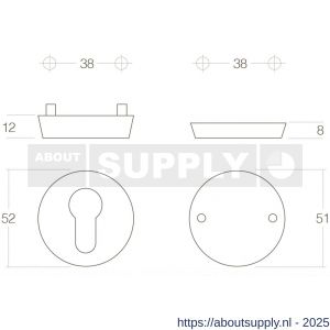 Intersteel 3752 SKG3 veiligheidsrozetten rond diameter 52x12 mm profielcilindergat-blind RVS - S26003581 - afbeelding 1