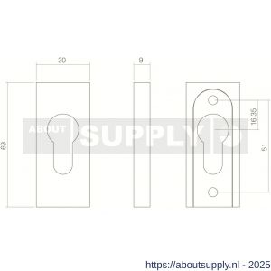 Intersteel Essentials 3752 veiligheid schuifrozet rechthoekig 69x30x9 mm profielcilindergat RVS - S26007694 - afbeelding 2