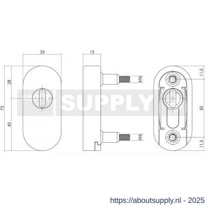 Intersteel Essentials 3752 SKG2 veiligheid schuifrozet ovaal 73x33x15 mm met sleufplaatje met blindklinkmoeren RVS - S26008577 - afbeelding 2